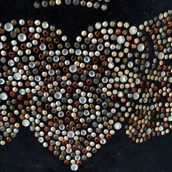 Aqua velvet hoodie with beaded wings/crown motif - Picture 3 of 6